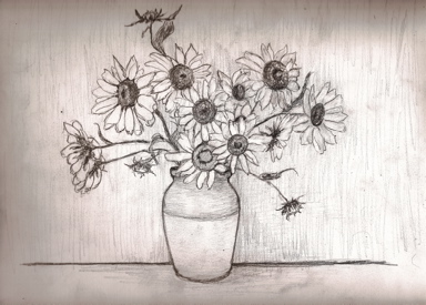 my vase with 15 sunflowers sketch my vase with 15 sunflowers sketch